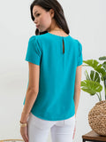 Plus Front Pleated Short Sleeve Blouse